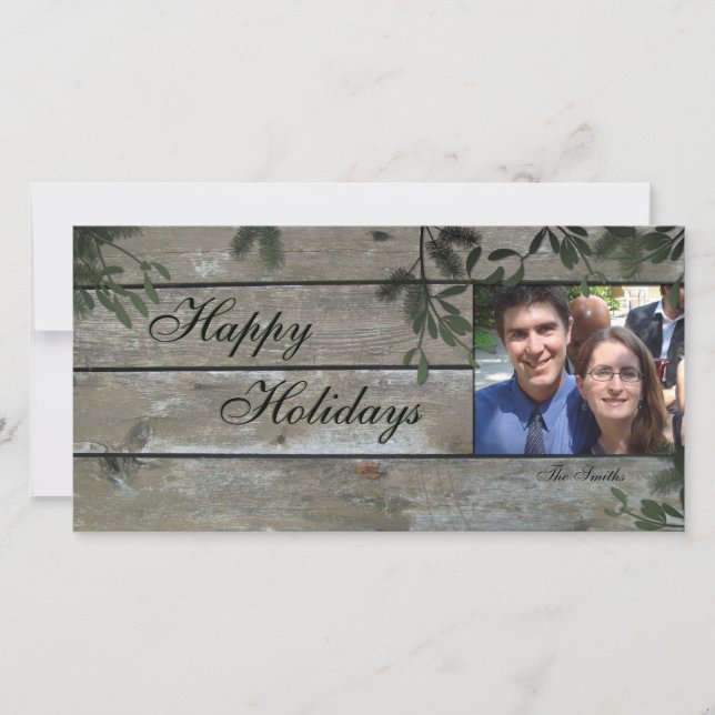 Happy Holidays Family Photo Card - Mistletoe Holly (Front)