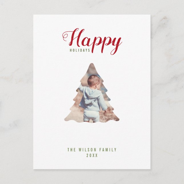 Happy Holidays Family Photo Christmas  Holiday Postcard (Front)