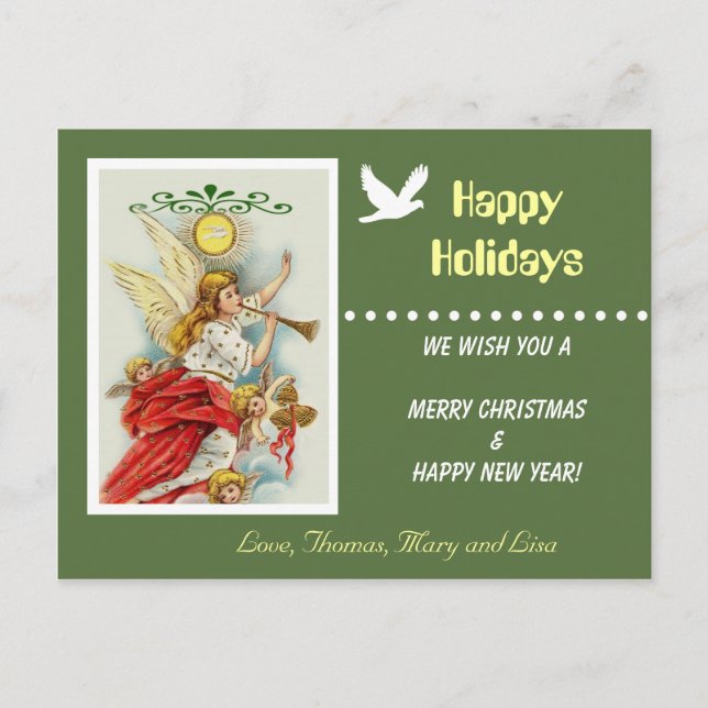 Happy Holidays family photo greeting postcard. Holiday Postcard (Front)