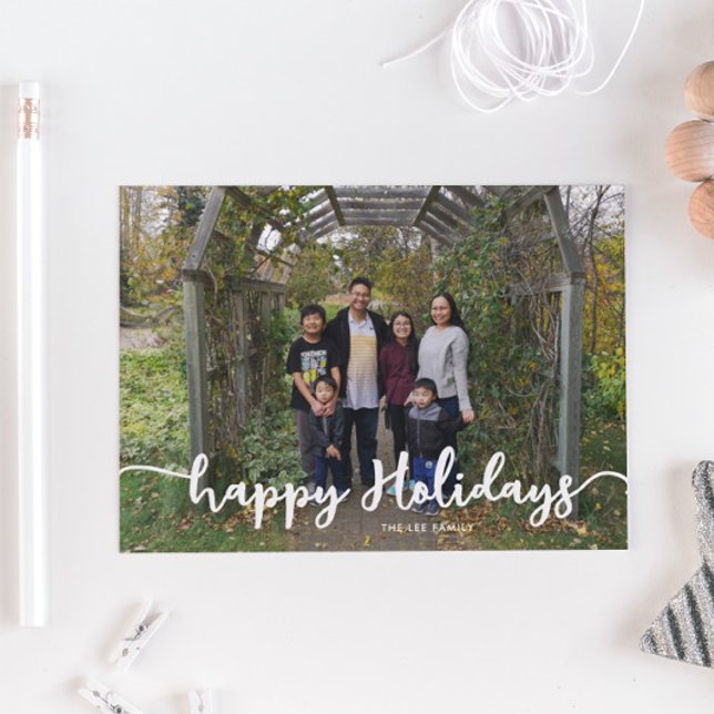 Happy Holidays Family Photo Lettering Modern Chic Holiday Card (Creator Uploaded)