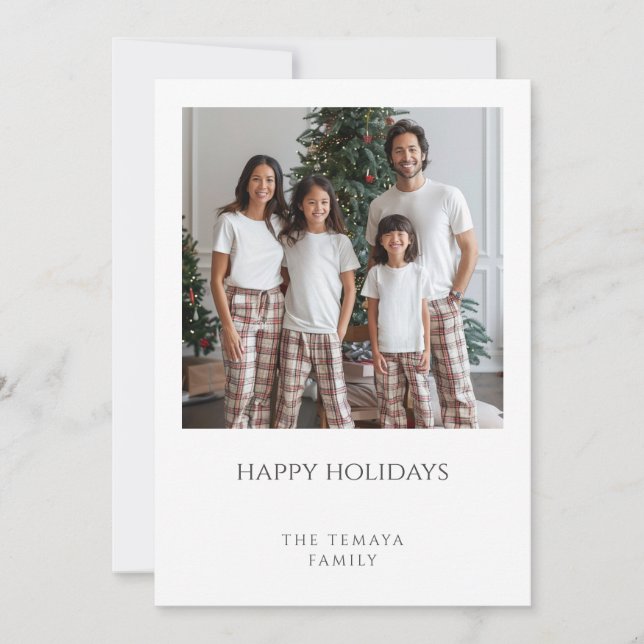 Happy Holidays Family Photo Plaid Pajamas Holiday Card (Front)