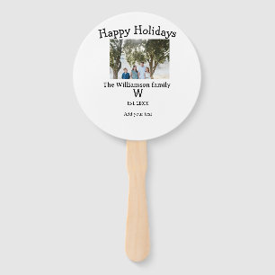 Happy holidays family photo renuion name letter ye hand fan
