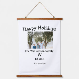 Happy holidays family photo renuion name letter ye hanging tapestry
