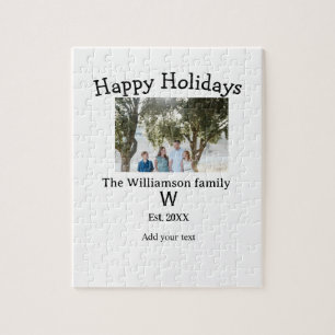 Happy holidays family photo renuion name letter ye jigsaw puzzle