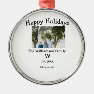 Happy holidays family photo renuion name letter ye metal tree decoration