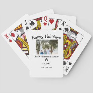 Happy holidays family photo renuion name letter ye playing cards