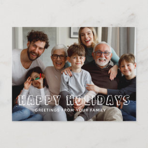 Happy Holidays Family Script Collage photo Holiday Postcard