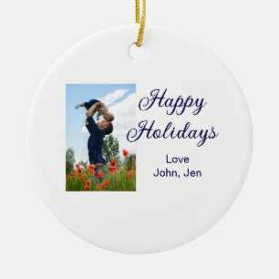 Happy holidays father son Christmas family gifts m Ceramic Tree Decoration