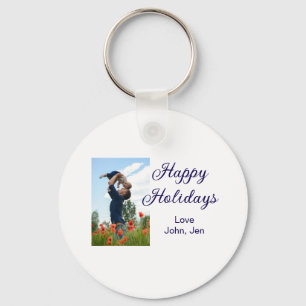Happy holidays father son Christmas family gifts m Key Ring