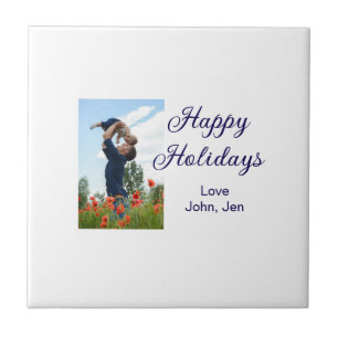 Happy holidays father son Christmas family gifts m Tile