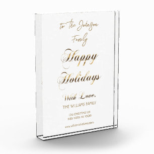Happy Holidays Faux Gold Script Unique Christmas Photo Block