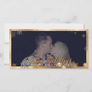 Happy Holidays Faux Gold Snowflakes Holiday Card