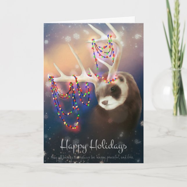 Happy Holidays Ferret Greeting Card (Front)