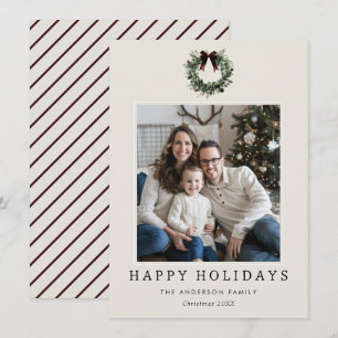 Happy Holidays Festive Christmas Wreath Photo Holiday Card