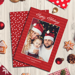 Happy Holidays Festive Family Photo Holiday Card