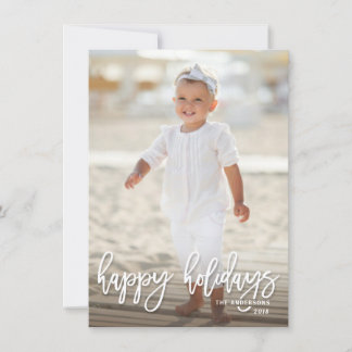 Happy Holidays Festive Handwritten Script Photo Holiday Card