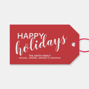 'Happy Holidays' Festive Red Gift Tags