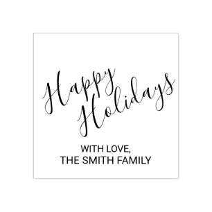 'Happy Holidays' Festive Rubber Stamp