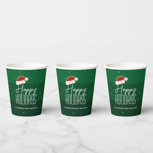 Happy Holidays Festive Typography Christmas Party Paper Cups (Multi)