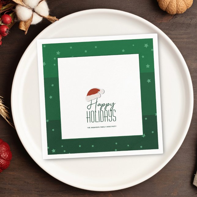 Happy Holidays Festive Typography Merry Christmas Napkin (Creator Uploaded)