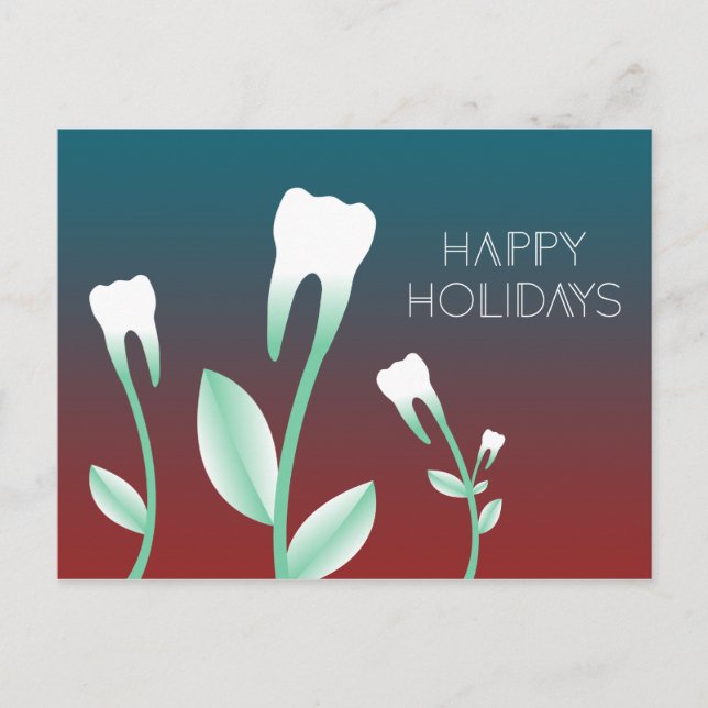 HAPPY HOLIDAYS flowering teeth Holiday Postcard (Front)