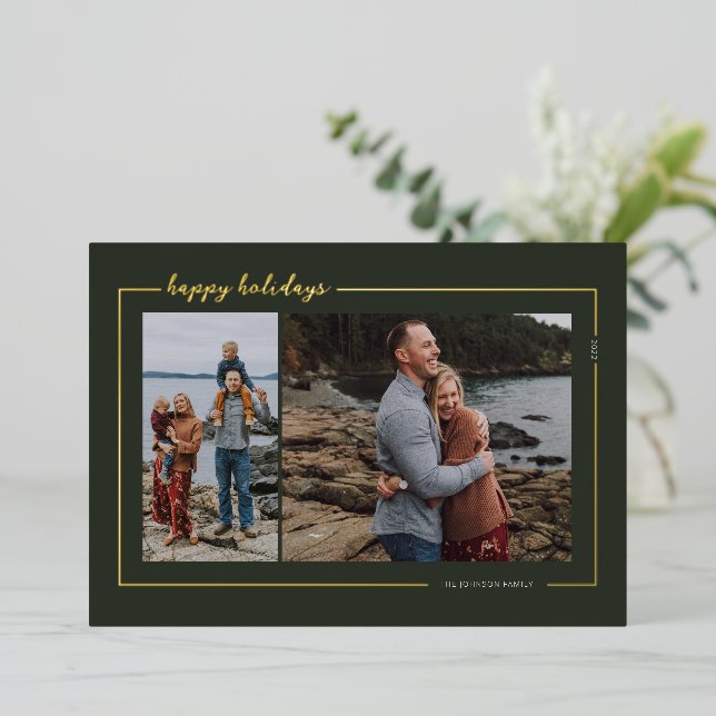 Happy Holidays Foil Christmas Card (Standing Front)