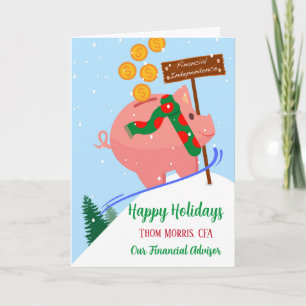 Happy Holidays for Financial Advisor Piggy Bank Card
