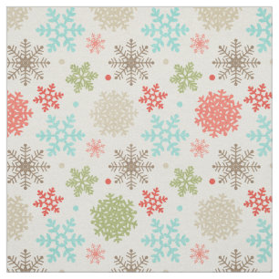 Happy Holidays Fox and Owl Snowflake Christmas Fabric