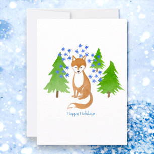 Happy Holidays Fox in the Woods Card
