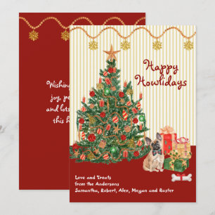 Happy Holidays French Bulldog Dog Tree Presents