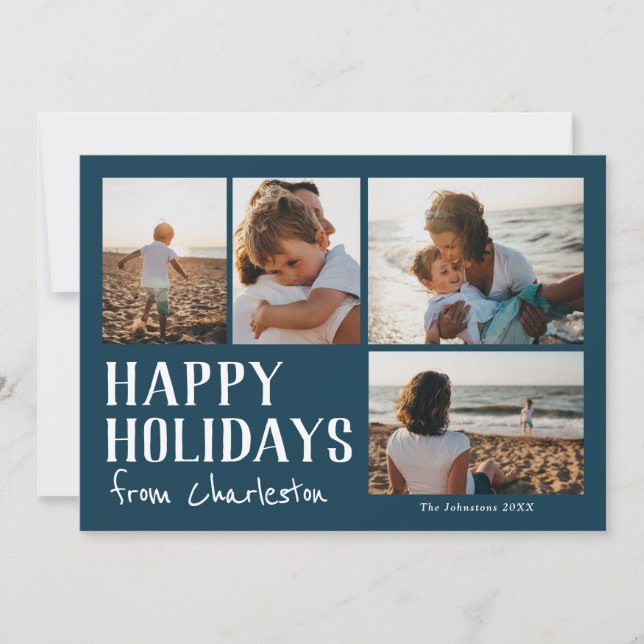 Happy Holidays from city or location photo  Card (Front)