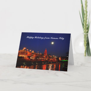 Happy Holidays from Kansas City Full Moon over Pla Holiday Card