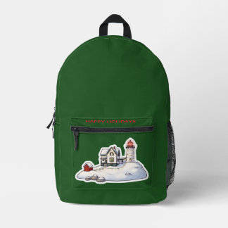 HAPPY HOLIDAYS from MAINE, NUBBLE LIGHT Printed Backpack