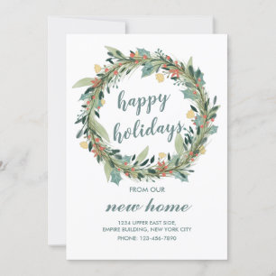 Happy Holidays from our New Home Christmas Wreath Invitation