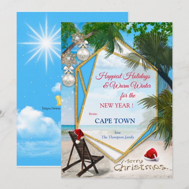 Happy Holidays from Sunny Cape Town Invitation (Front/Back)