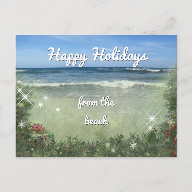 Happy Holidays from the Beach Holiday Postcard (Front)