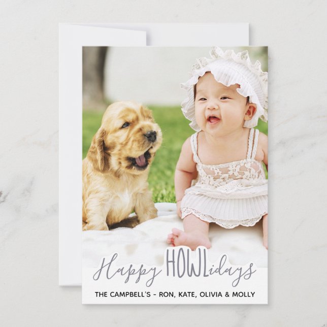 Happy Holidays from the Dog- Silver Grey Pet Photo Holiday Card (Front)