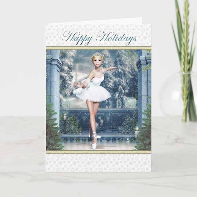 Happy Holidays Frost Princess Ballerina Card (Front)