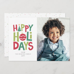Happy holidays fun colourful photo card