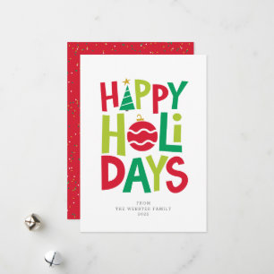 Happy holidays fun illustrated holiday card