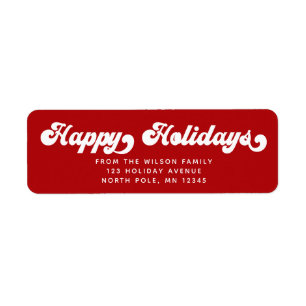 HAPPY HOLIDAYS Fun Modern Typography Return Label