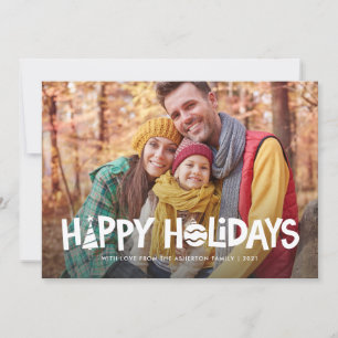Happy holidays fun playful one-photo holiday card