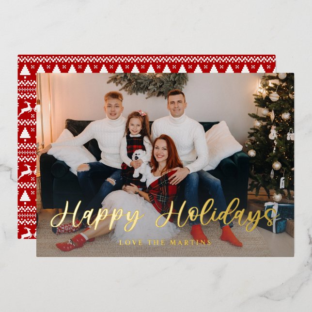 Happy Holidays Fun Script Photo Card (Front/Back)