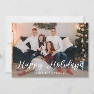 Happy Holidays Fun Script Photo - White BK