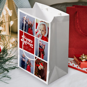 Happy Holidays Fun Simple Retro Typography Photo Medium Gift Bag