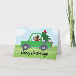 Happy Holidays Funny Dog In Car Card