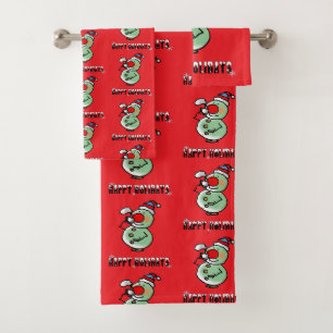 Happy Holidays (funny snowman) Bath Towel Set