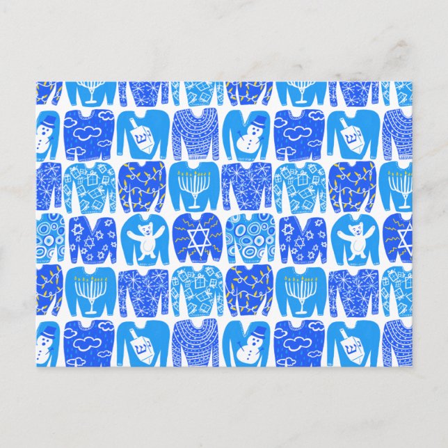 HAPPY HOLIDAYS Funny Ugly Hannukah Sweaters Postcard (Front)