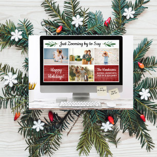 Happy Holidays Funny Zoom Quarantine Photo Collage Holiday Card