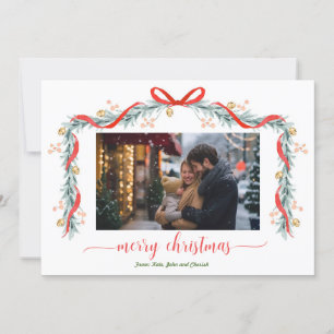 Happy Holidays Garland Bell Photo Christmas Card